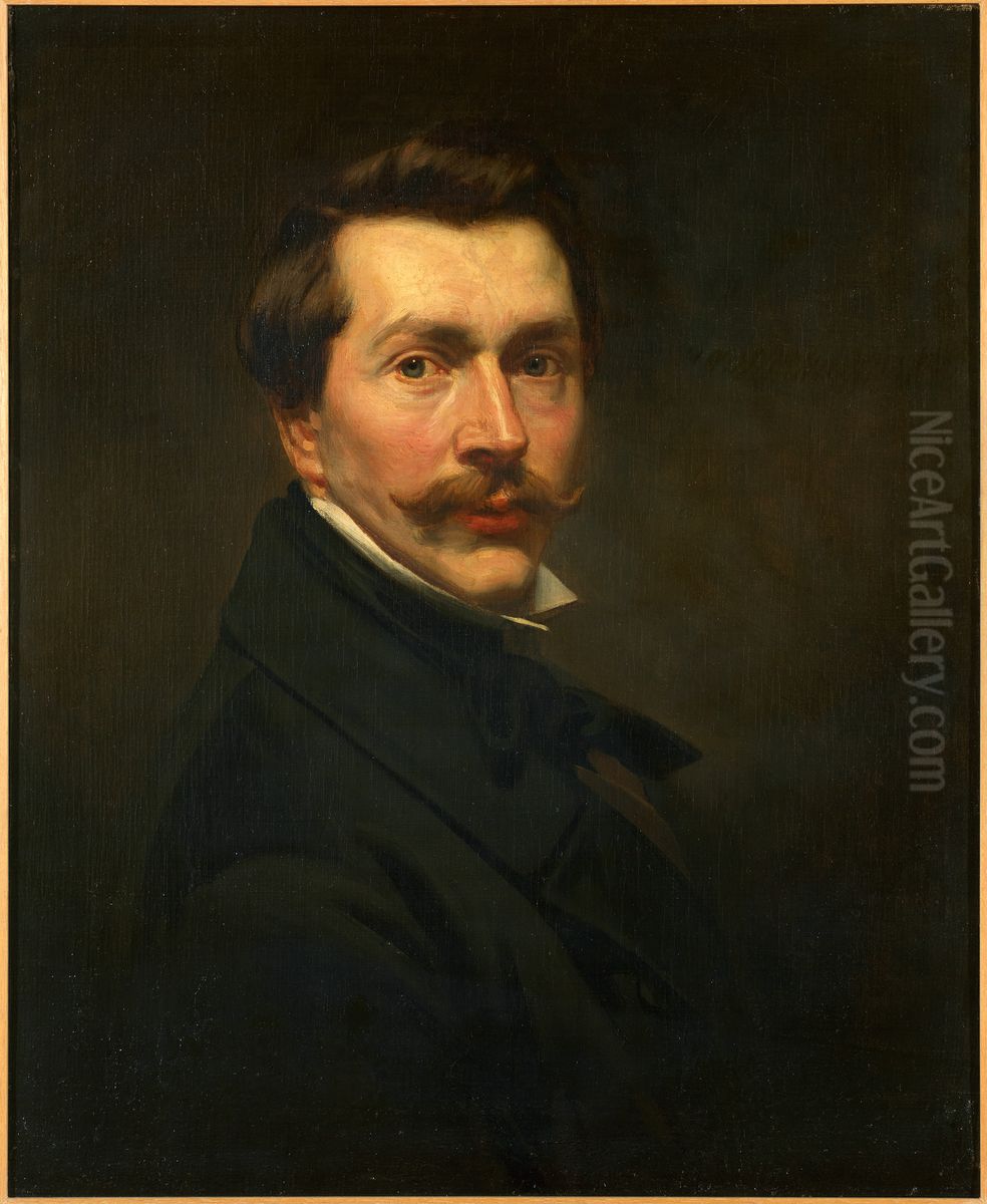 Zelfportret op jeugdige leeftijd, Oil Painting by Johannes Hinderikus Egenberger