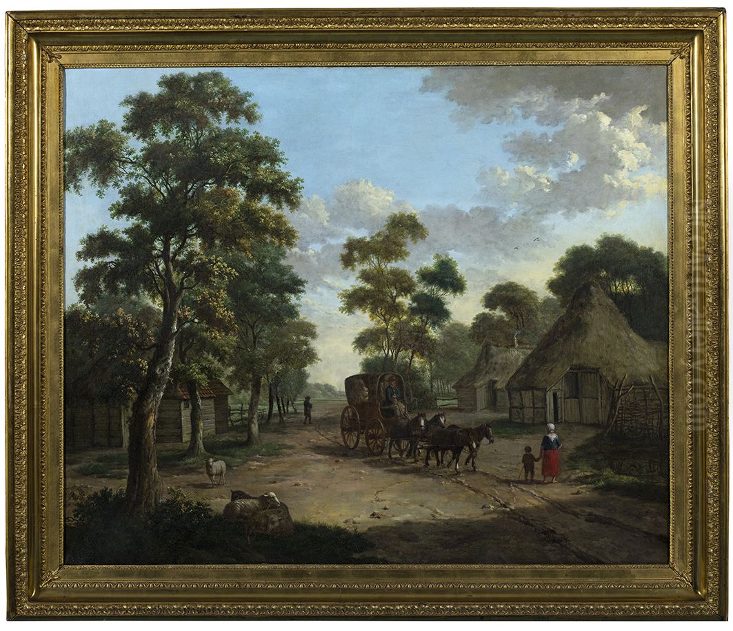 Koetsreizigers in Schipborg 1806, Oil Painting by Albarta ten Oever