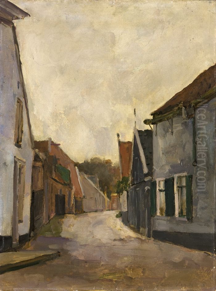 Straatje op Texel, Oil Painting by Floris Verster