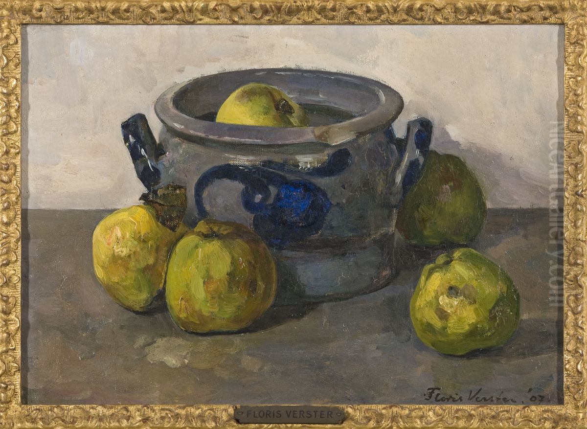 Keulse pot met appelen, Oil Painting by Floris Verster