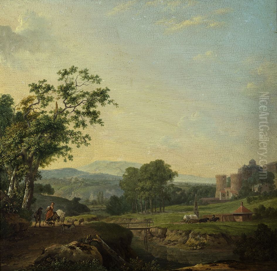 Italianiserend landschap Oil Painting by Hendrik Voogd