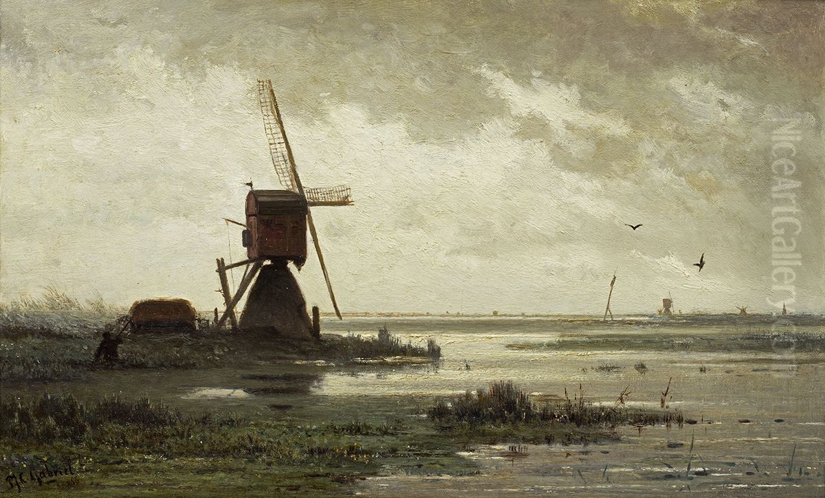 Polderlandschap Oil Painting by Paul Joseph Constantine Gabriel