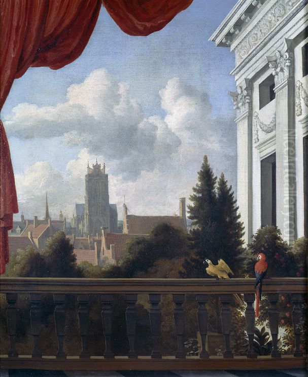 View of Dordrecht with on the right the Trippenhuis at Amsterdam Oil Painting by Allaert van Everdingen