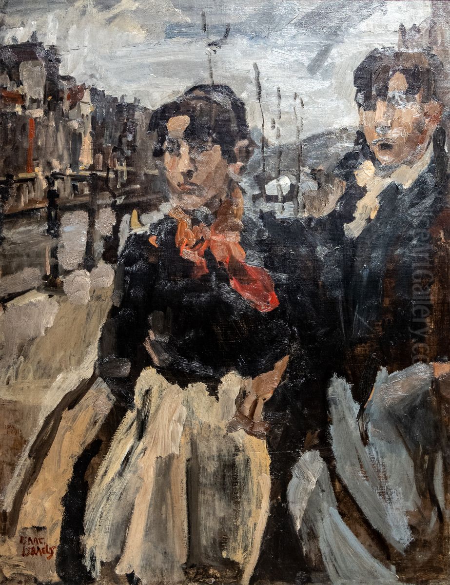 Zwei Frauen auf der Lijnbaansgracht in Amsterdam Oil Painting by Isaac Lazarus Israels