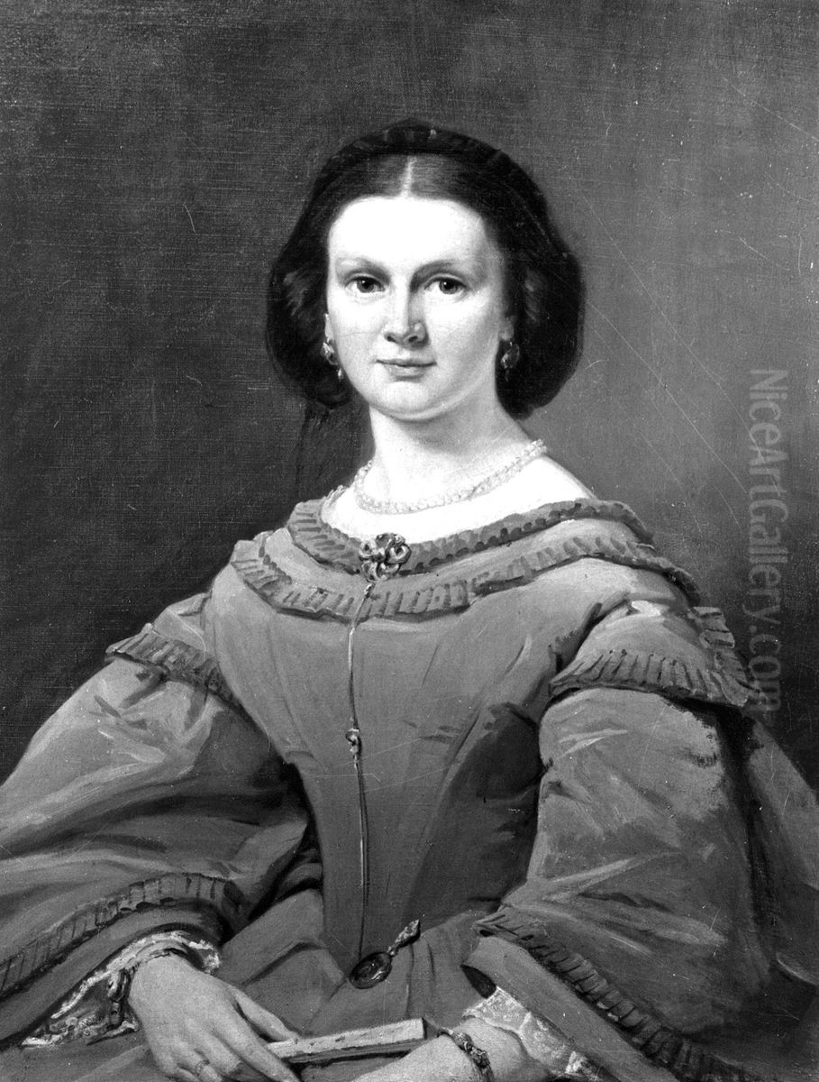 Portrait of Agatha Geertruida Ensing (1845-1912) Oil Painting by Jan Ensing