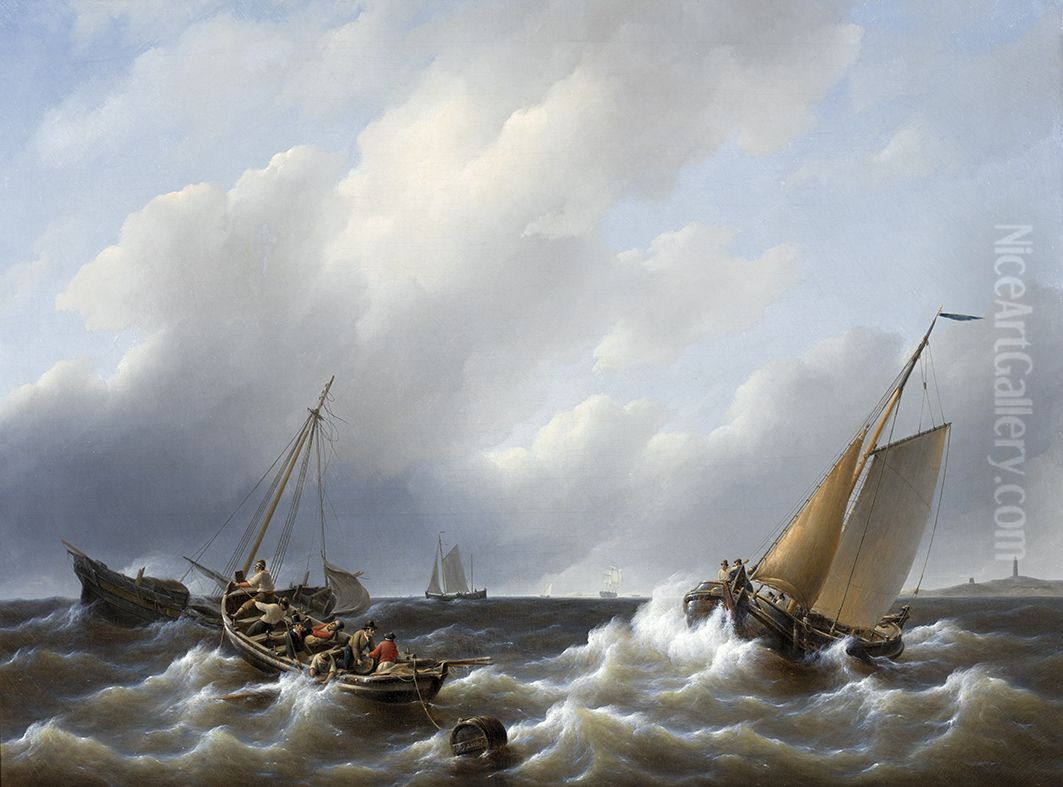 Woelige zee, Oil Painting by Petrus Johannes Schotel