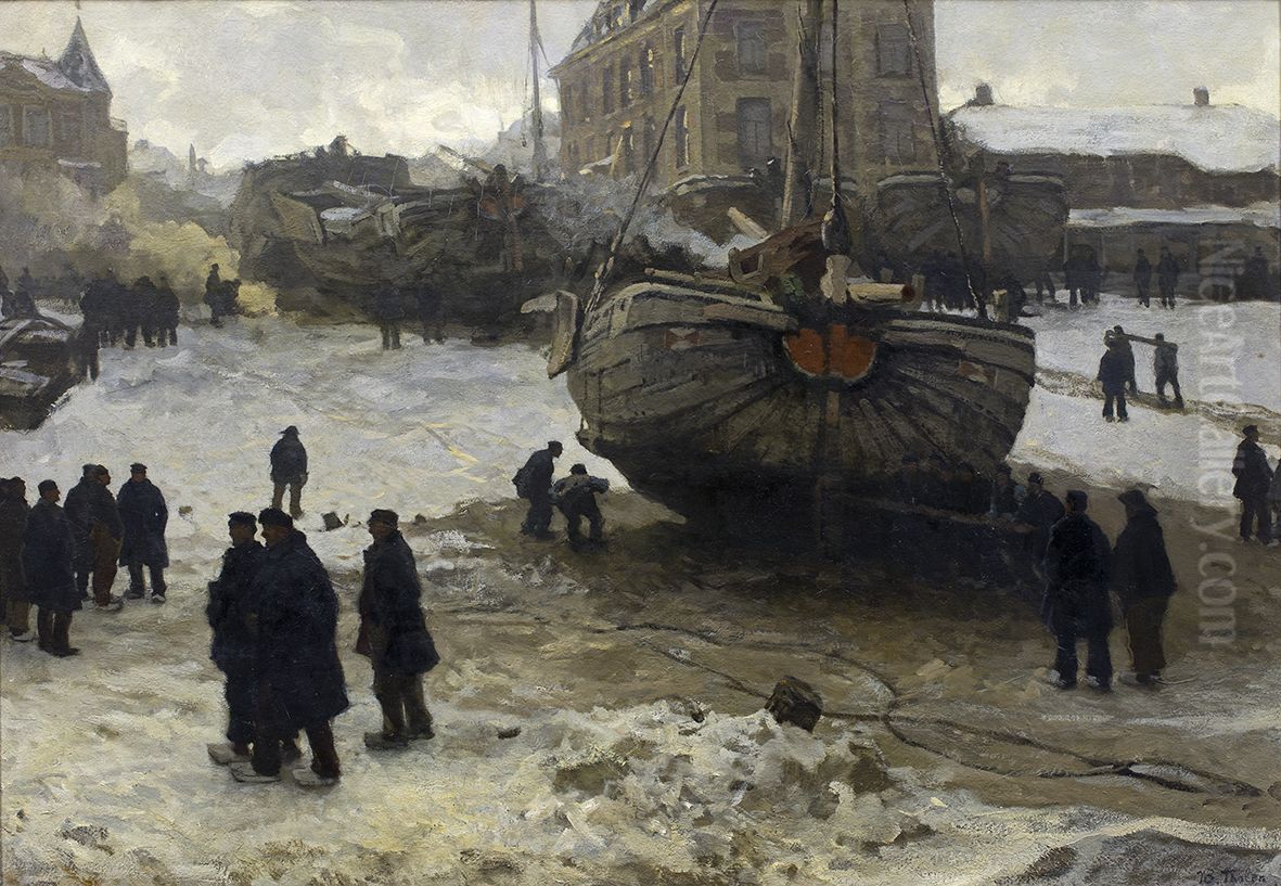 The beach at Scheveningen Oil Painting by Willem Bastiaan Tholen