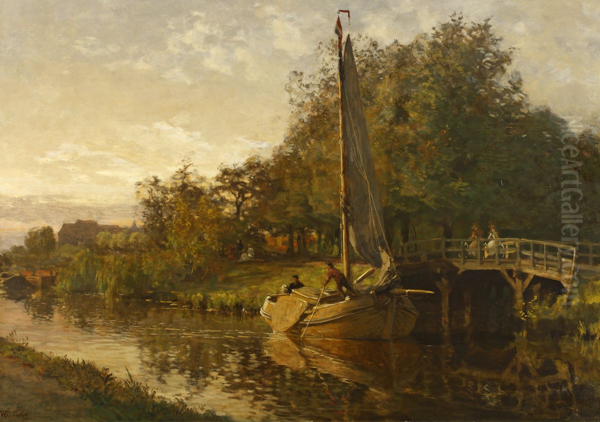 Bij de witte brug, Oil Painting by Willem Bastiaan Tholen