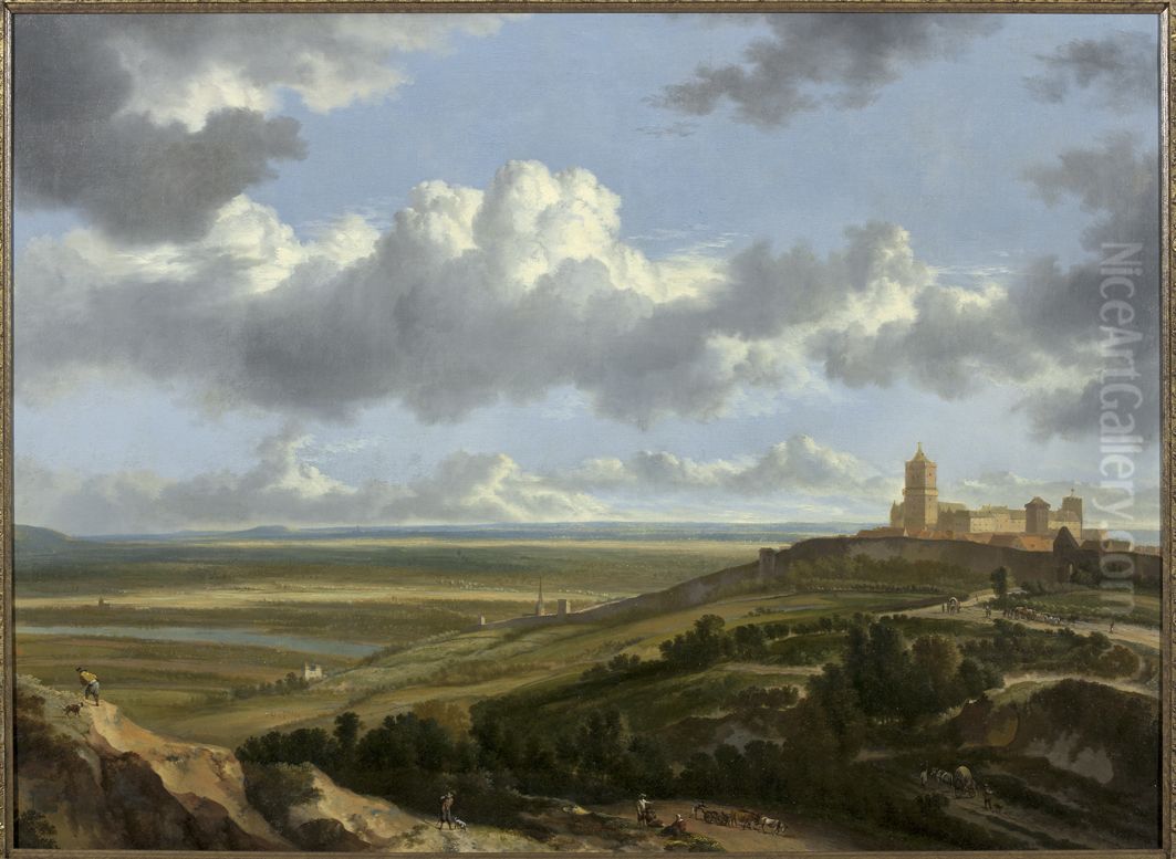 View of Schwanenburg castle at Kleve Oil Painting by Jan Hackaert