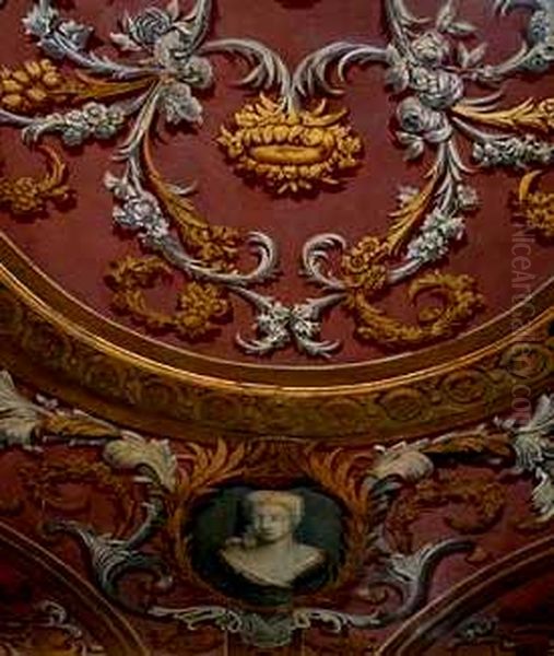 Ornamental Ceiling with Flower and Plant Motives Oil Painting by Elias Van Nijmegen