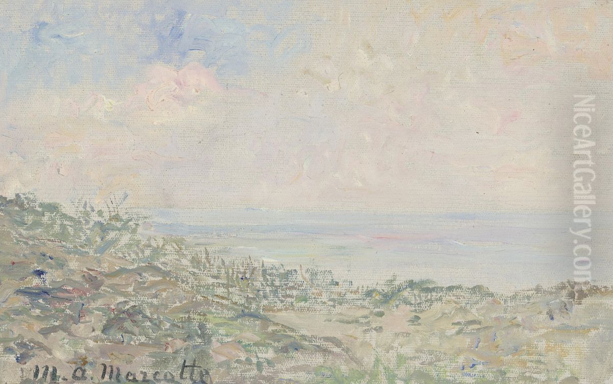 Duinrand met zeegezicht, bevindt zich in verzamelalbum opgedragen aan J.H. van Eeghen in 1918 door de Belgische Beeldende Kunstenaars Oil Painting by Marie Antoinette Marcotte