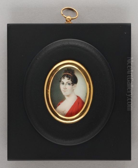 Portretminiatuur van een vrouw Oil Painting by Hendrik van Overklift