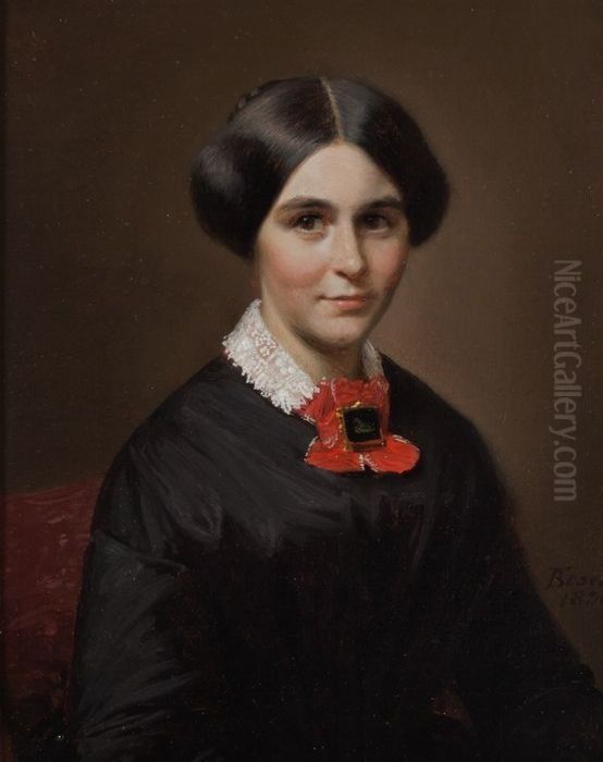 Portret van Elise Suzanne Marie Schmidt (1821-1893) Oil Painting by Friedrich Boser