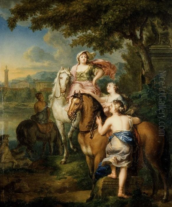 De vlucht van Cloelia over de Tiber Oil Painting by Gerard Sanders