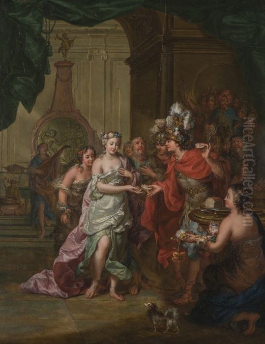 Het huwelijk van Alexander de Grote met Roxane, prinses van Bactrie Oil Painting by Gerard Sanders