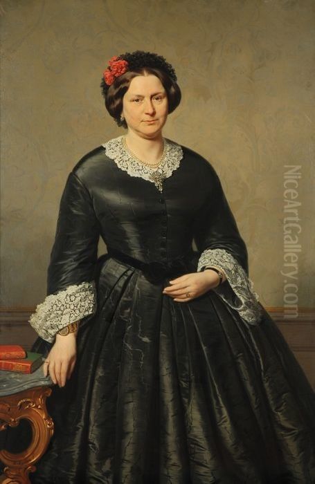 Portret van Johanna Wilhelmina van Enschot Oil Painting by Robert van Eijsden