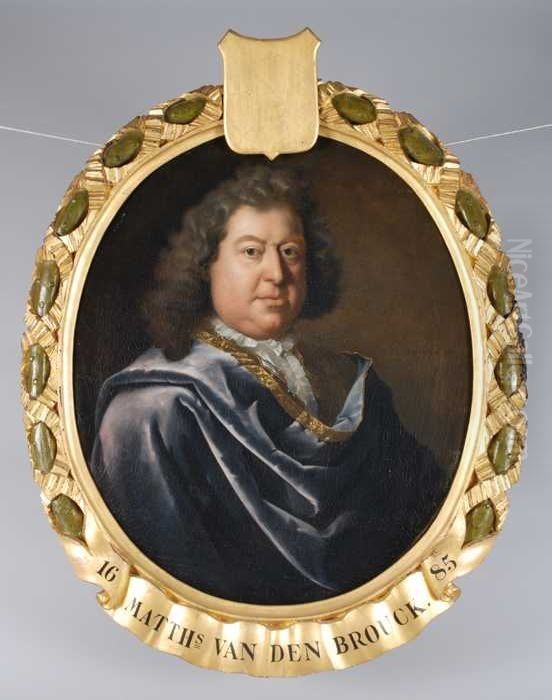 Portret van Matthias van den Brouck of Broecke (?-1716) Oil Painting by Pieter van der Werff