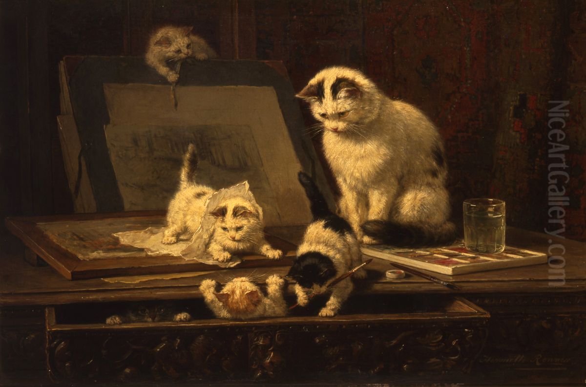 The Draughtsmen Oil Painting by Henriette Ronner-Knip