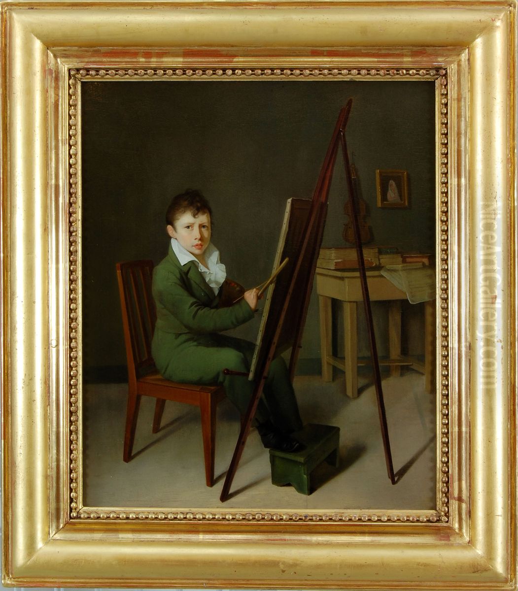 Portrait of Ay Scheffer as a twelve-year-old boy Oil Painting by Johann Baptist Scheffer