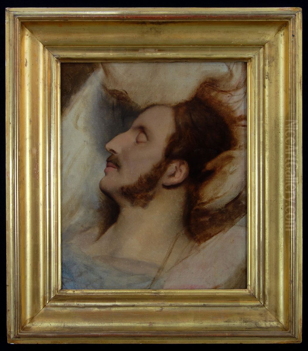 Ferdinand Philips, hertog van Orleans, op zijn doodsbed Oil Painting by Ary Scheffer