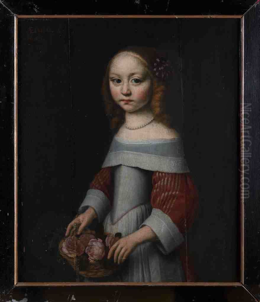 Portret van Conira van Burmania (?), als meisje Oil Painting by Wybrand de Geest
