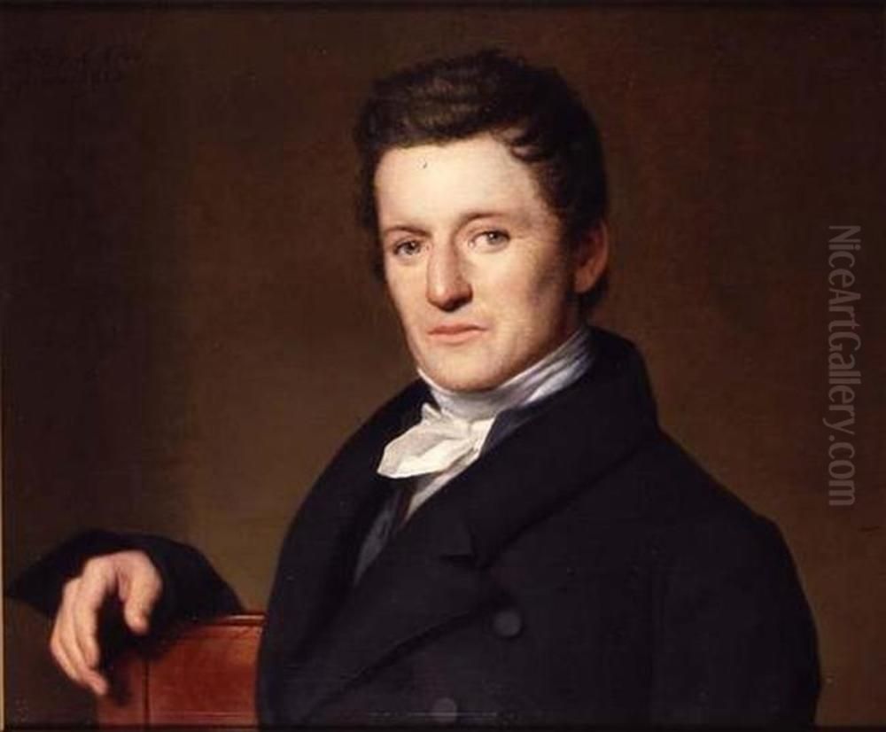 Portrait of Joost Hiddes Halbertsma (1789-1869) Oil Painting by Willem Bartel Van Der Kooi