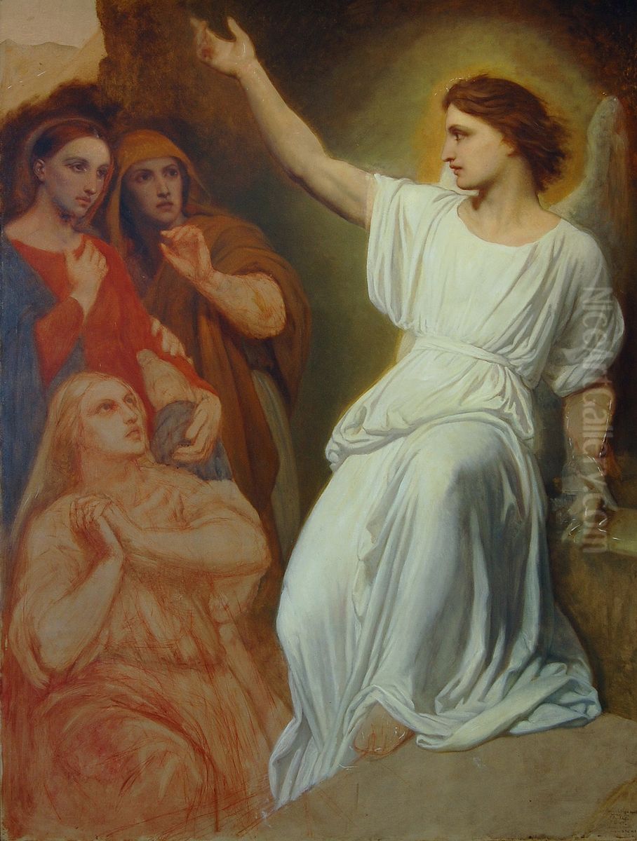 De engel verkondigt de opstanding des Heeren aan de vrouwen Oil Painting by Ary Scheffer