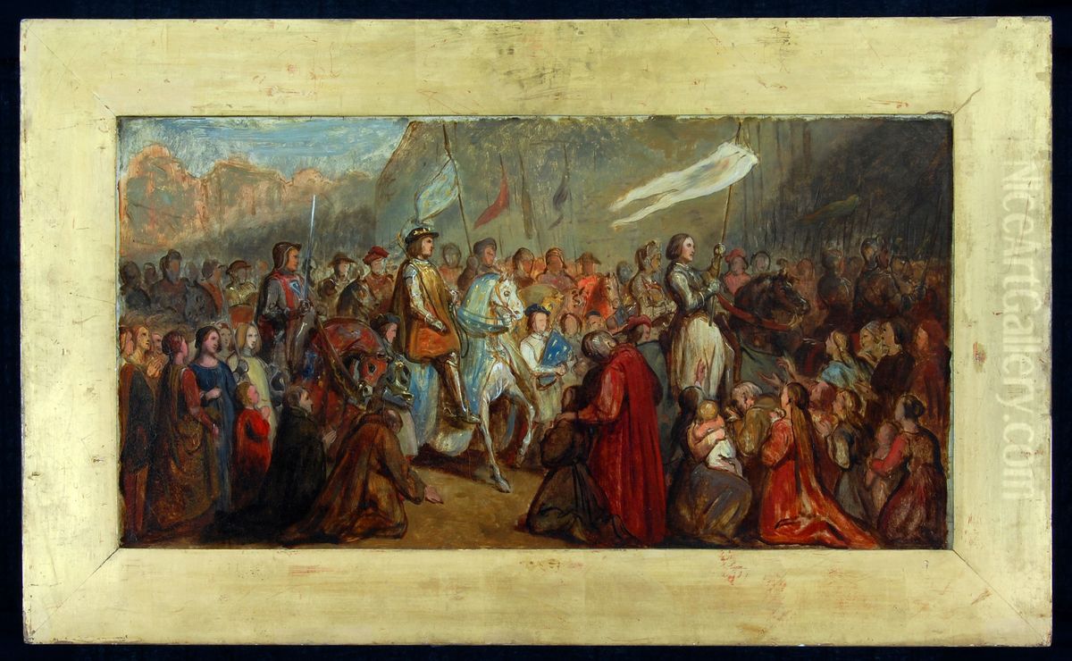 De intocht van Jeanne d' Arc en Karel VII in Reims Oil Painting by Ary Scheffer