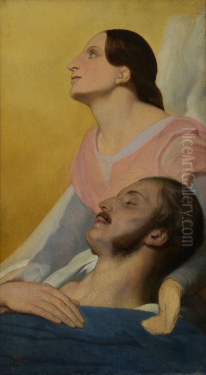 Ferdinand Philippe, Duke of Orleans to His Deathbed Oil Painting by Ary Scheffer