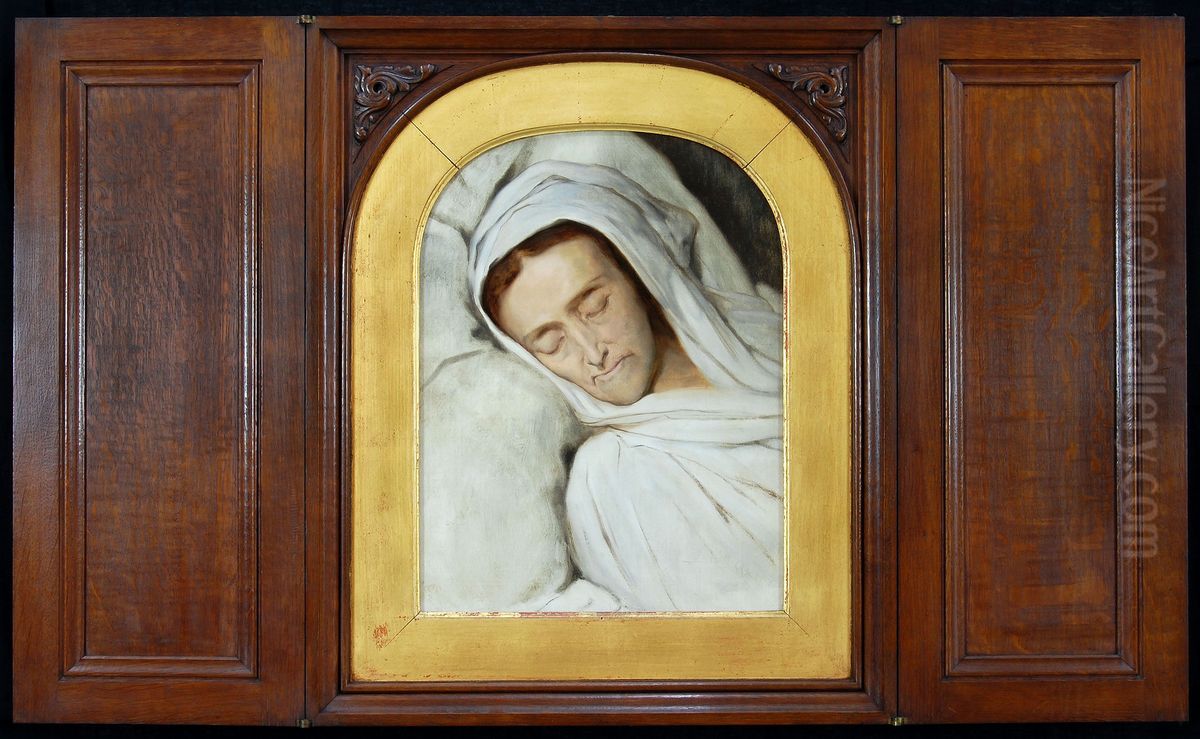 Cornelia Scheffer- Lamme op haar doodsbed Oil Painting by Ary Scheffer