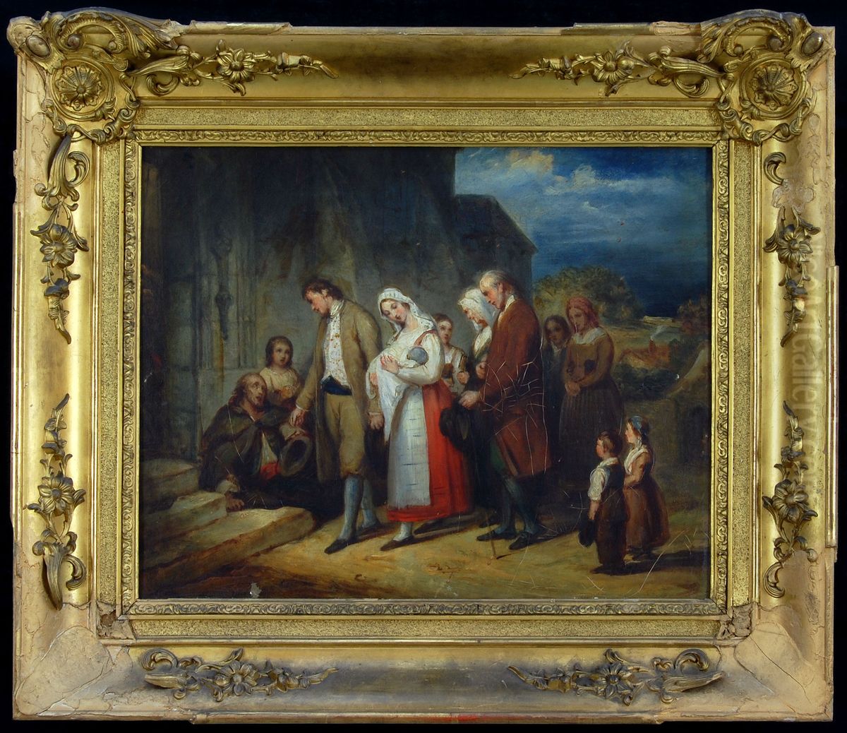 Baptism in the Village Oil Painting by Ary Scheffer