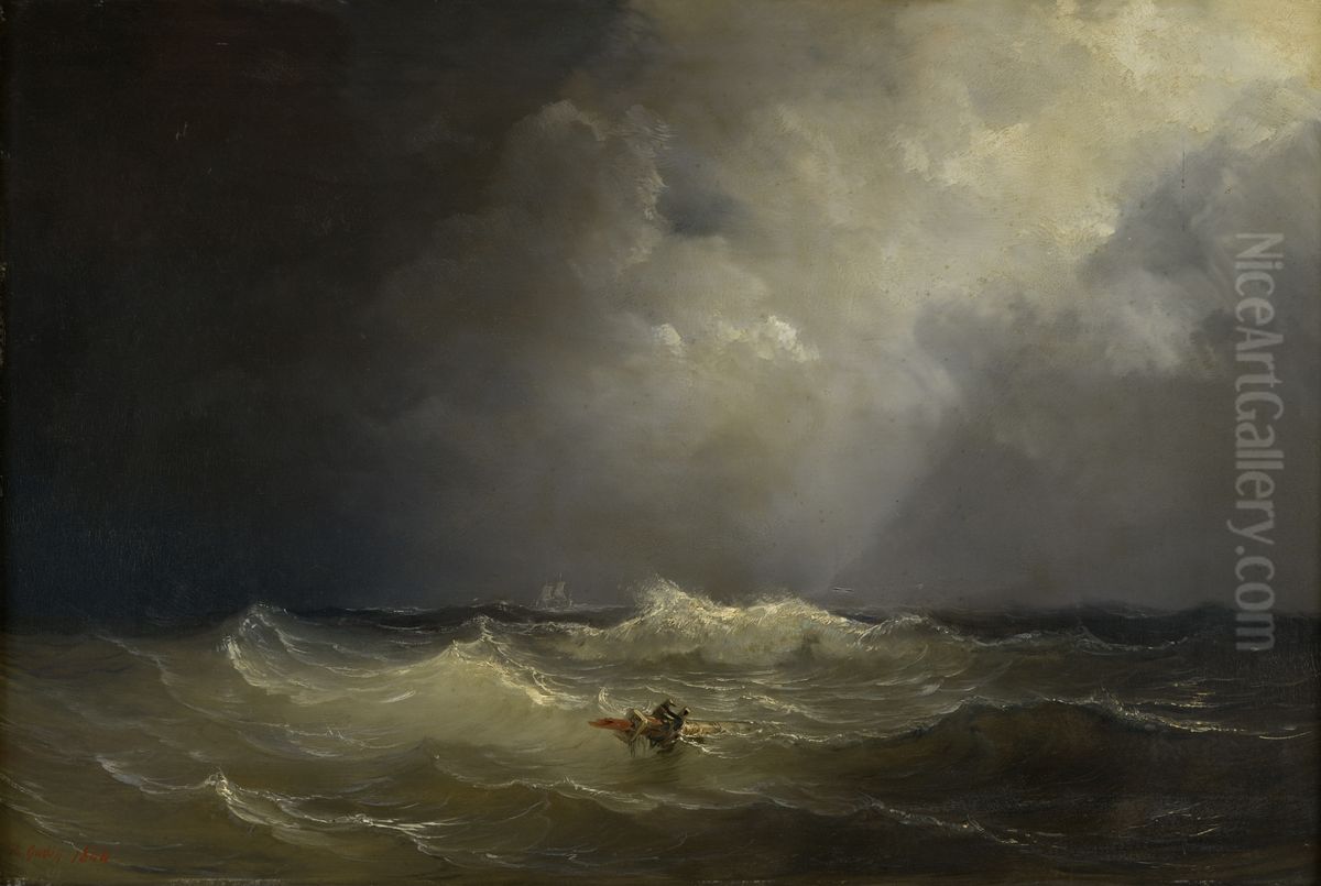 Sea in stormy weather Oil Painting by Theodore Gudin