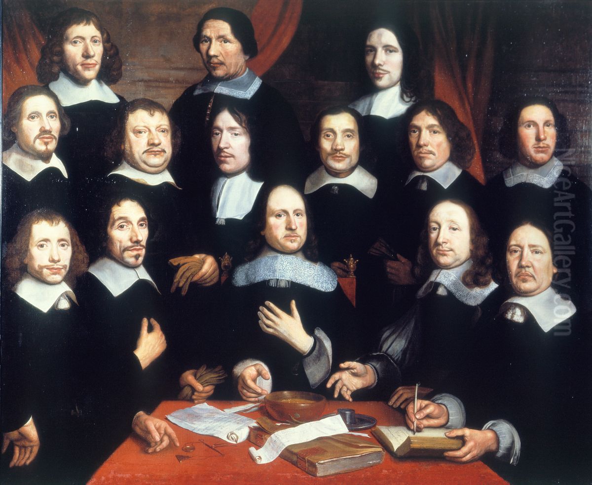 Mint masters and wardens of the Mint of Holland in Dordrecht Oil Painting by Samuel Van Hoogstraten
