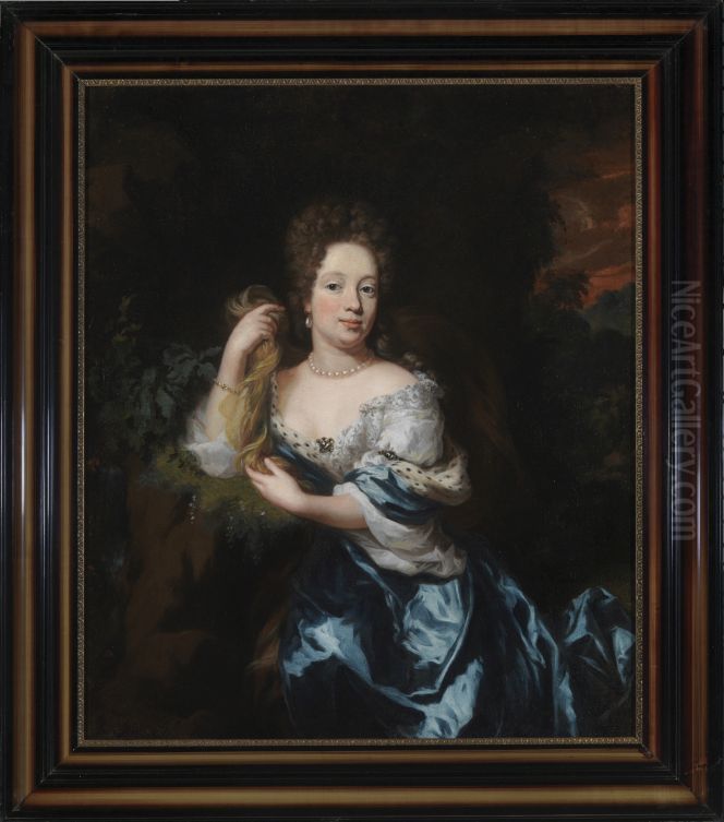 Portret van Lucia (Luts) Emerentia van Ornia Oil Painting by Nicolaes Maes