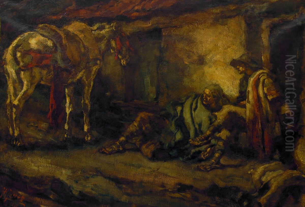 De smokkelaars Oil Painting by Johannes Hendricus Jurres