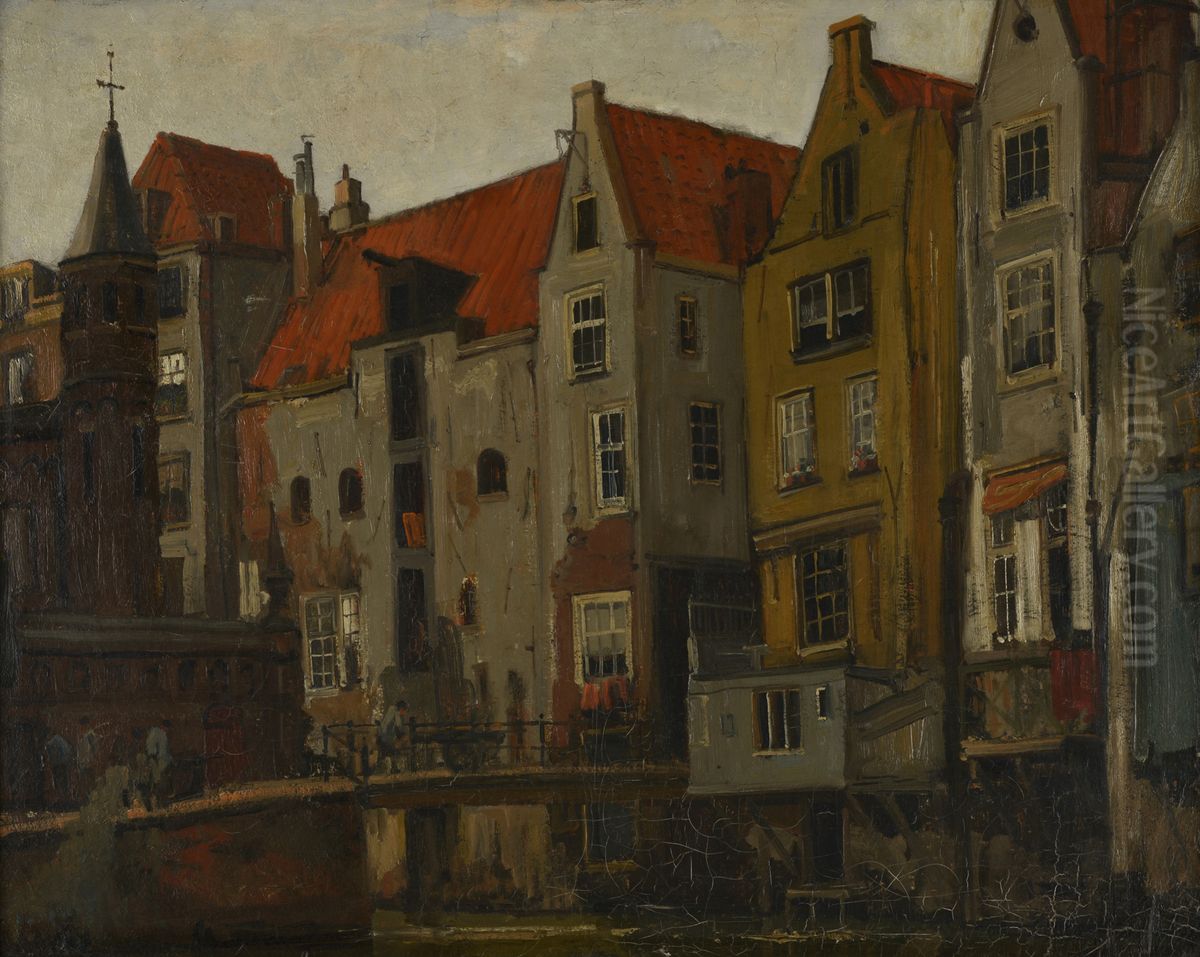 Oudezijds Achterburgwal in Amsterdam Oil Painting by Gerrit Willem Knap