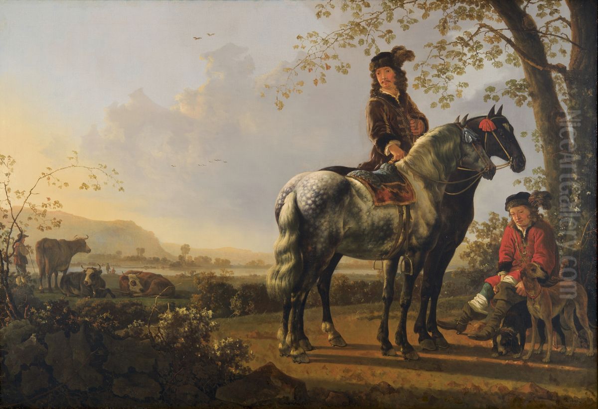 Horsemen resting in a landscape Oil Painting by Aelbert Cuyp