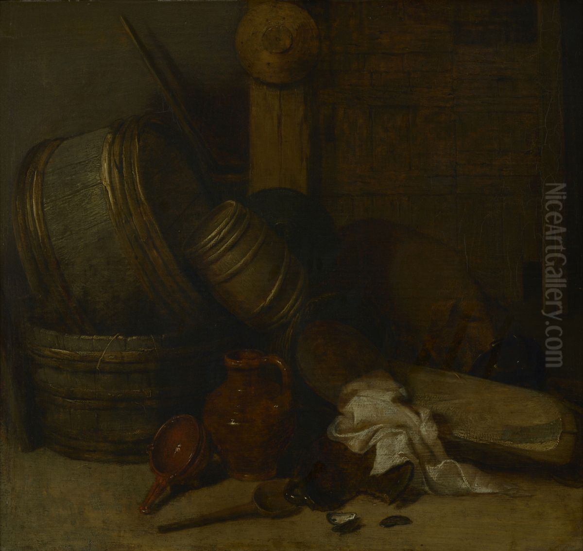 Stilleven in een schuur Oil Painting by Pieter de Bloot
