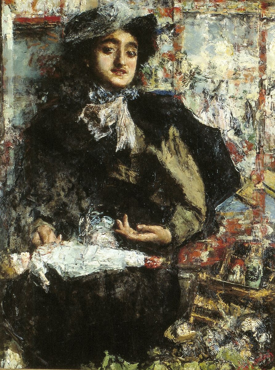 In de speelgoedwinkel Oil Painting by Antonio Mancini