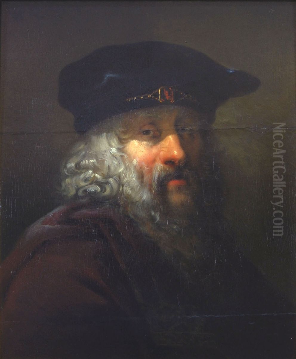 Head of an Old Man with Beret on Head Oil Painting by Ary Scheffer