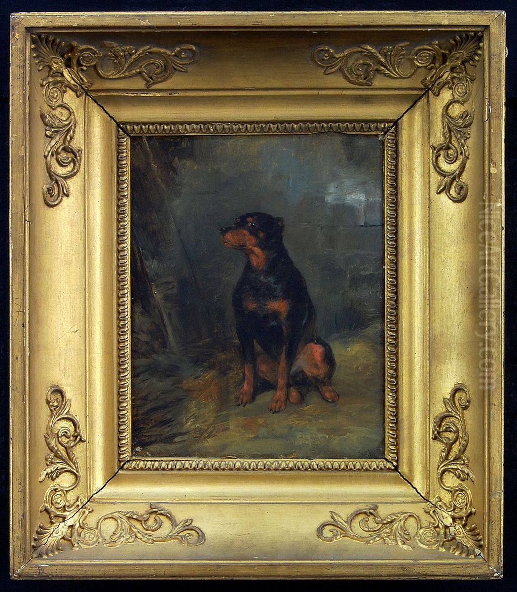 Hondenstudie Oil Painting by Ary Scheffer