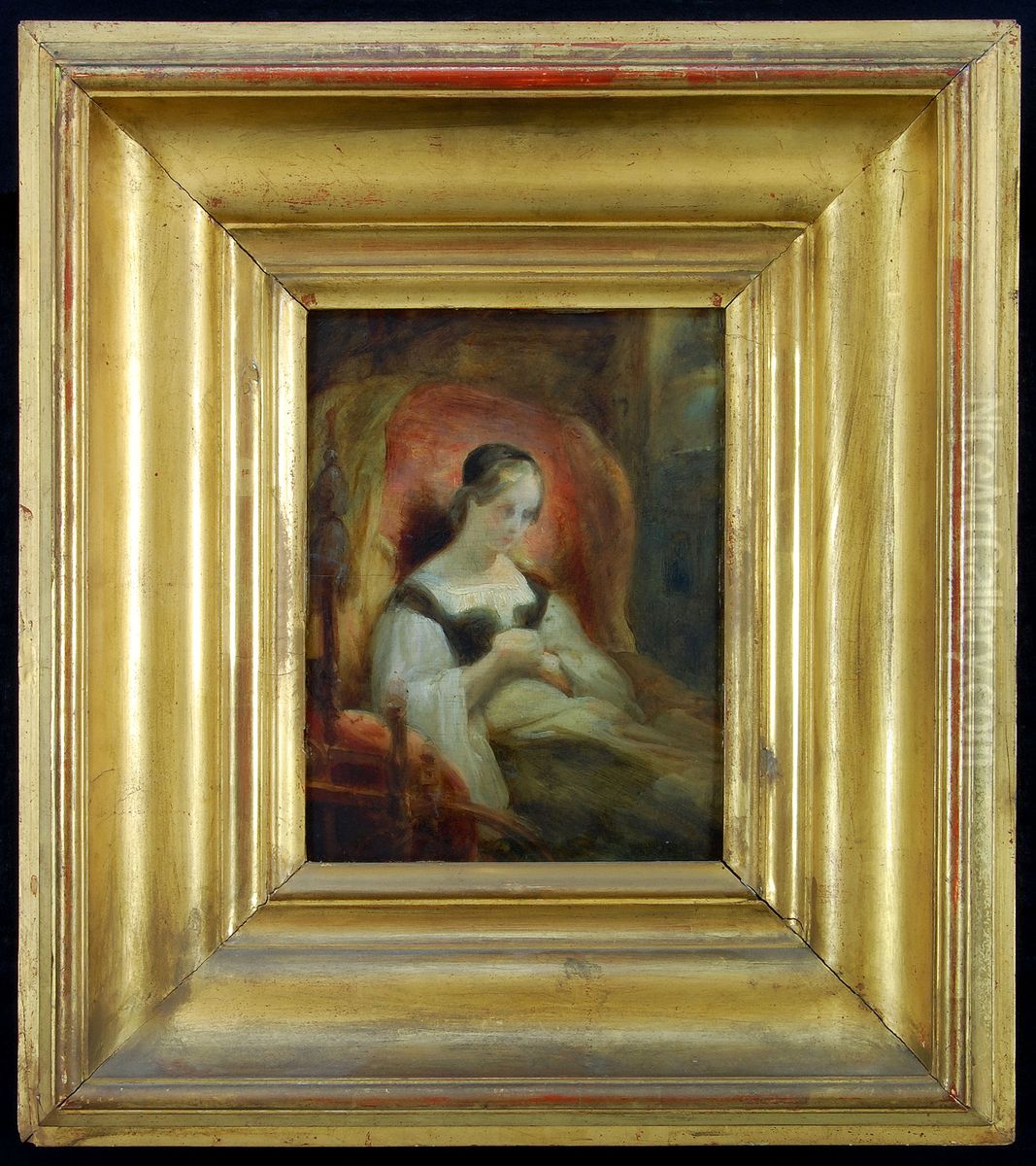 Margaretha aan het spinnewiel (Goethe, Faust 1, 15) Oil Painting by Ary Scheffer