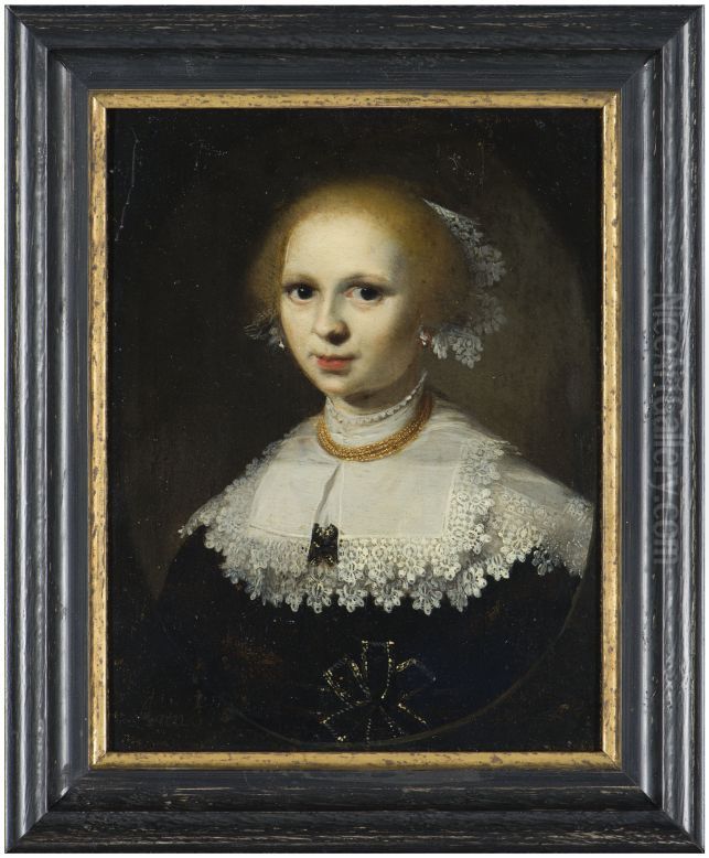 Portret van onbekende jonge vrouw Oil Painting by Wybrand de Geest