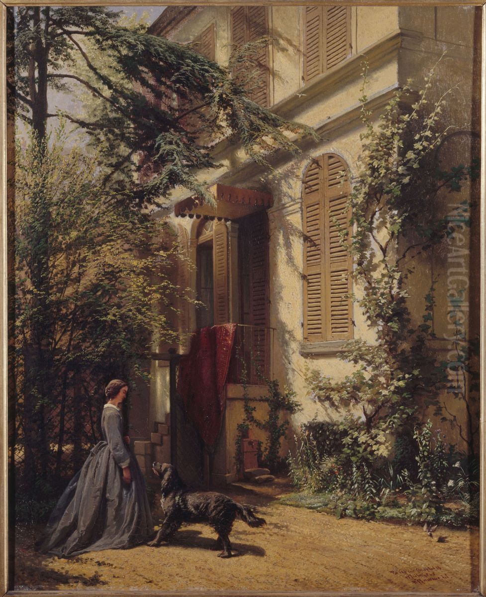 Voorgevel van het woonhuis van Ary Scheffer aan de Rue Chaptal 16 te Parijs Oil Painting by Ary Johannes Lamme