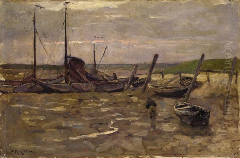 Laag water in de Biesbosch Oil Painting by Bernard Koldeweij