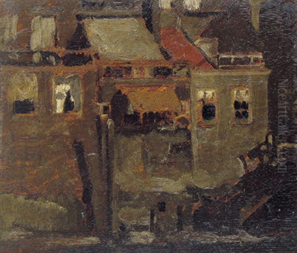 Huizen te Dordrecht Oil Painting by Willem Witsen
