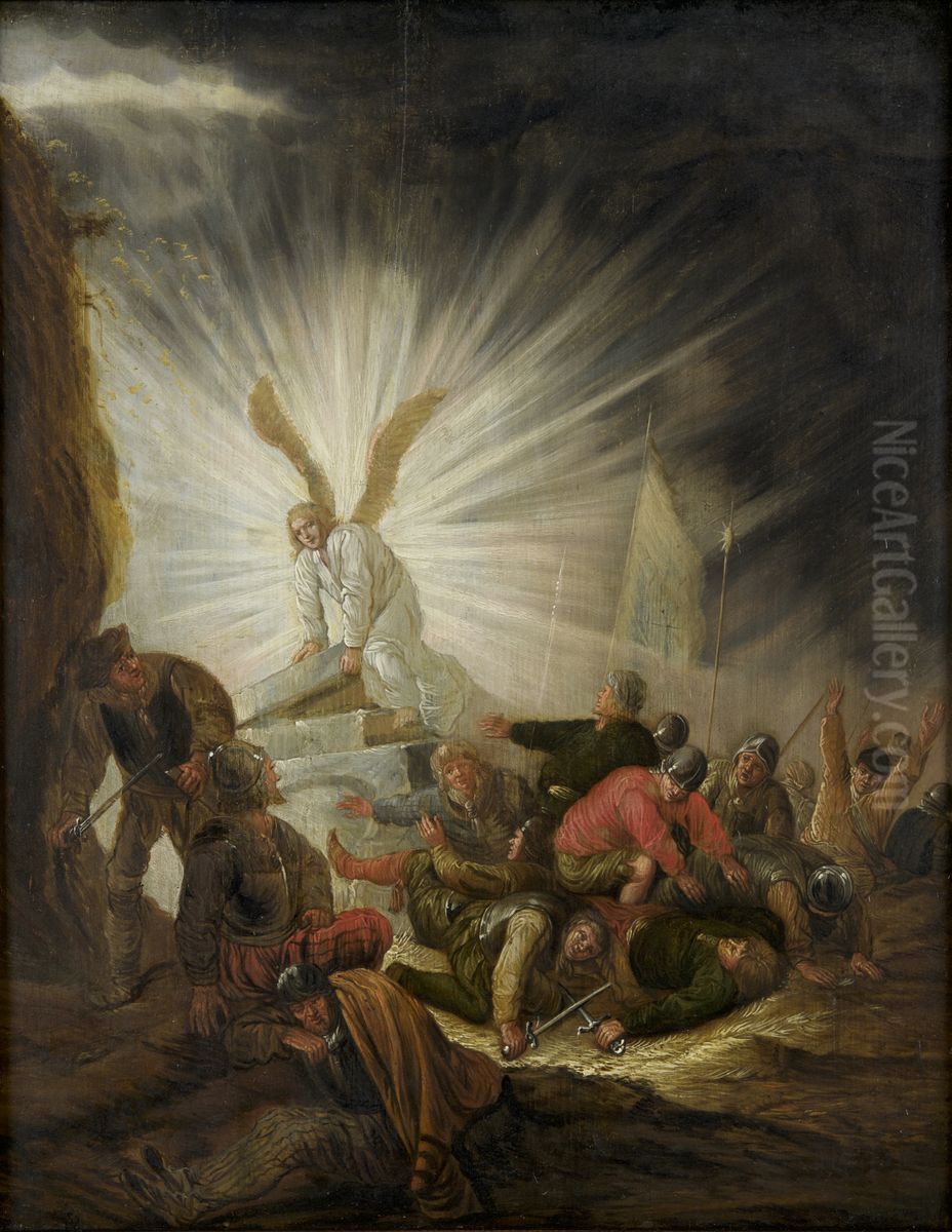 An angel opens the grave of Christ Oil Painting by Benjamin Gerritsz Cuyp