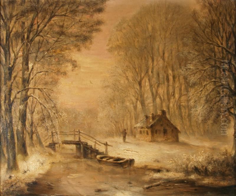 Winters bosgezicht Oil Painting by Albert Martin
