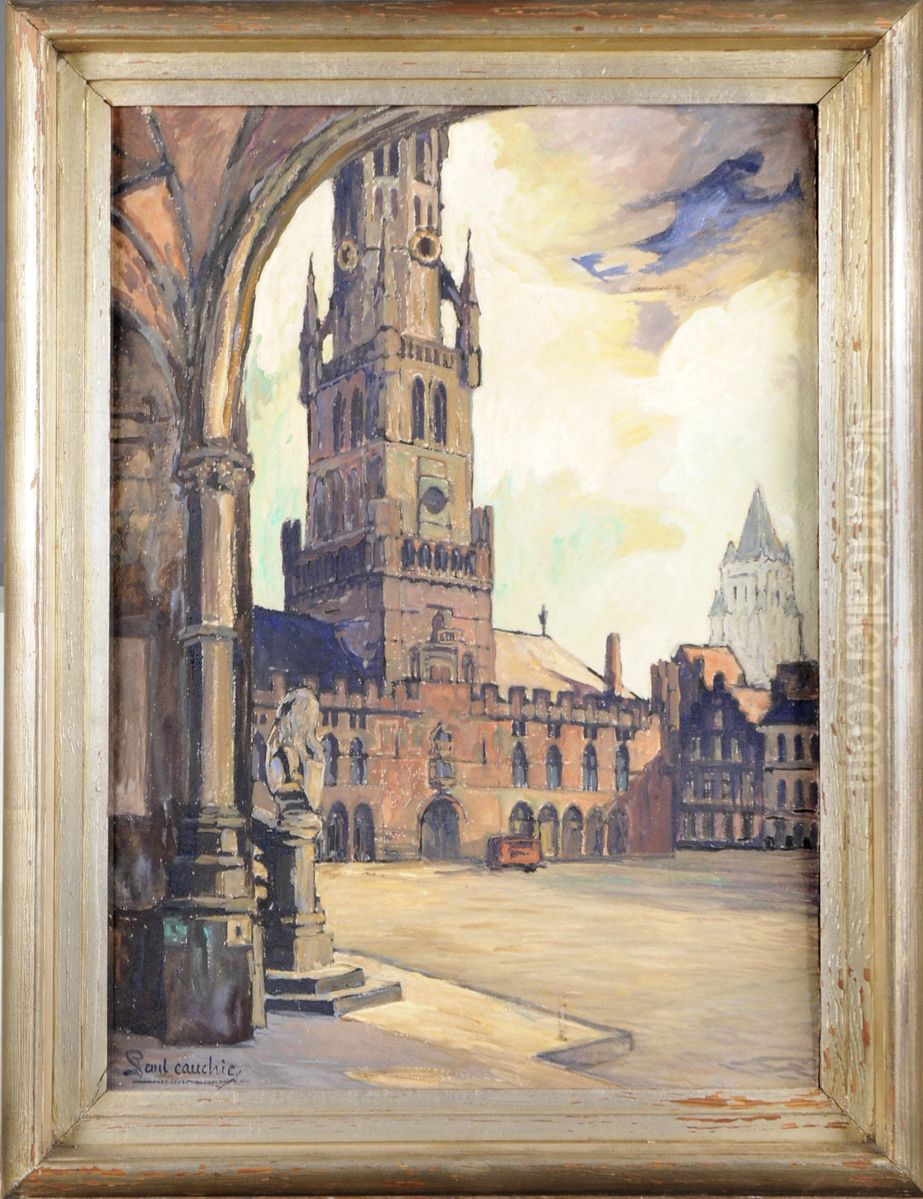 Le Beffroi De Bruges. Oil Painting by Paul Cauchie
