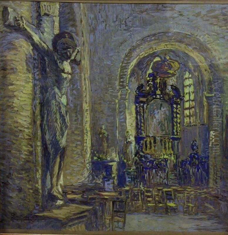 Interieur Van De Kerk Van Vorst Oil Painting by Paul Cauchie